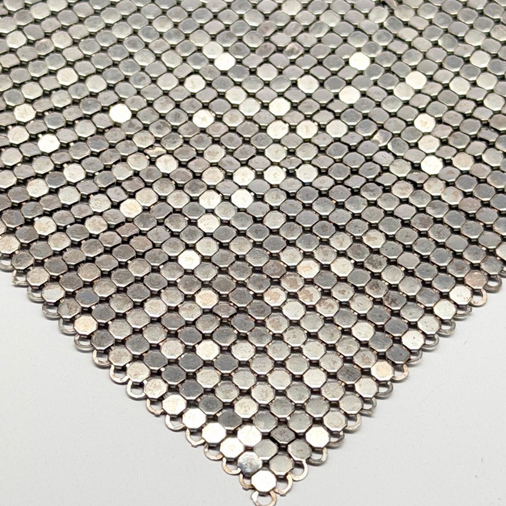 Vintage Whiting & Davis Silver Mesh Bib Necklace Draped Scarf Statement Piece - Picture 3 of 14